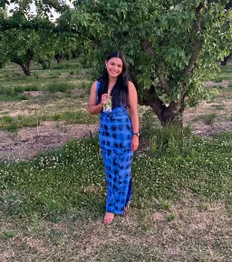 Suboo Shibori Twist Front Maxi Dress Blue Size XS/6 for rent on The Volte - image 3