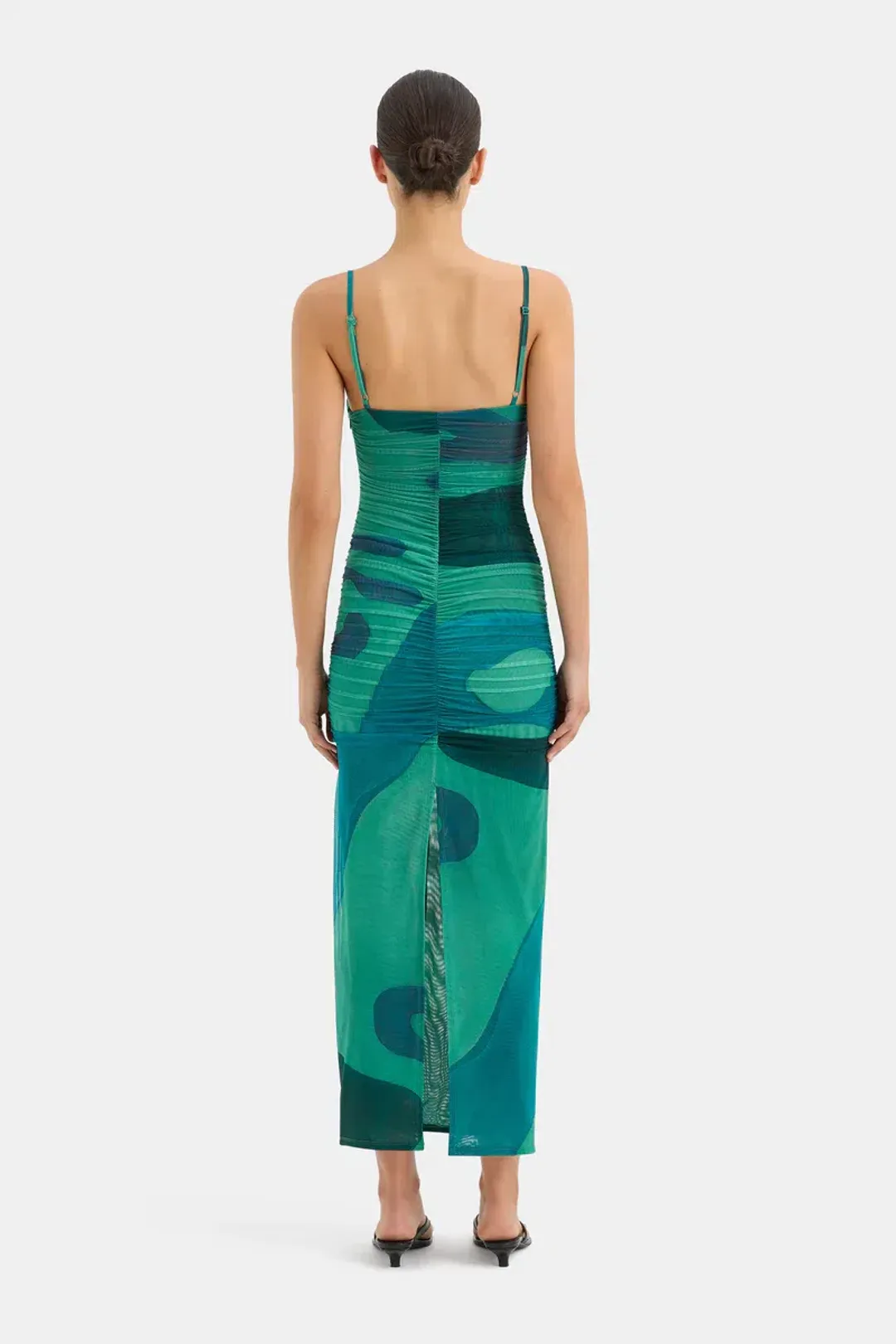 Sir the Label Frankie Gathered Midi Dress Emerald Reflection Size 1 / AU 8 for rent on The Volte - main image