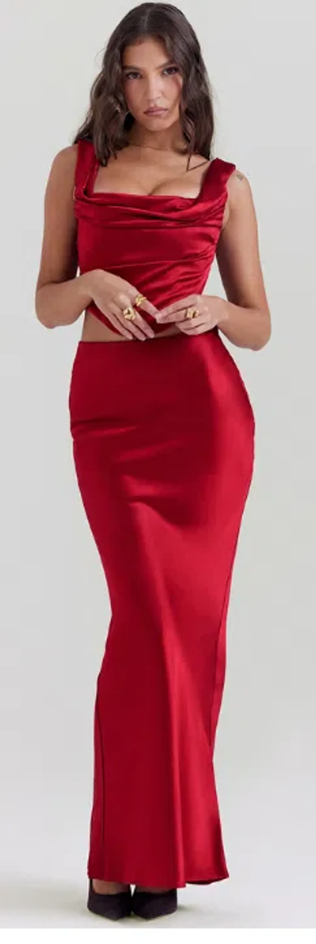 House of CB Una Corset and Sydel Skirt Set Ruby Red Size S / AU 8 for rent on The Volte - main image