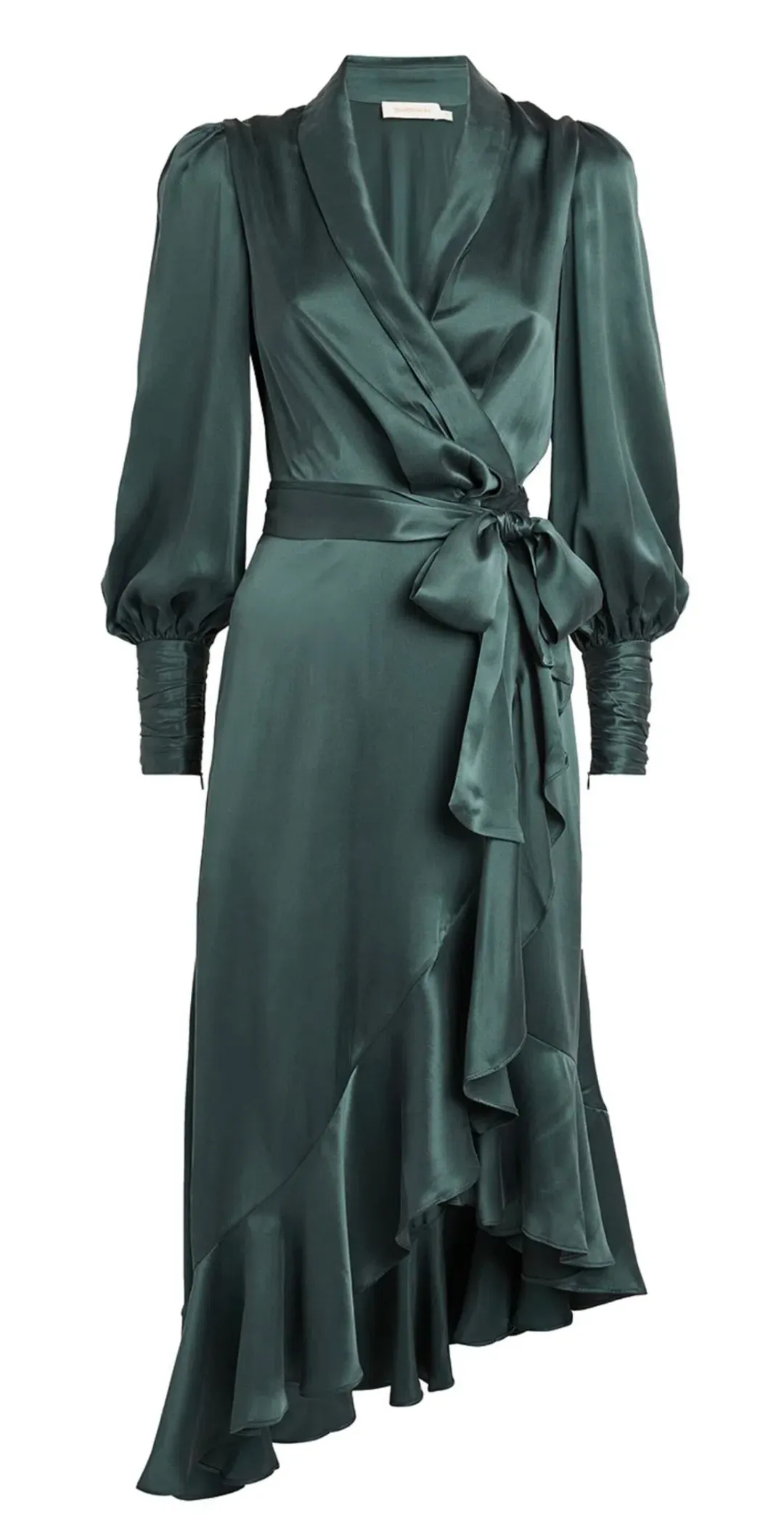 Zimmermann Silk Wrap Midi Dress Dark Green Size 3 / AU 14  for rent on The Volte - main image