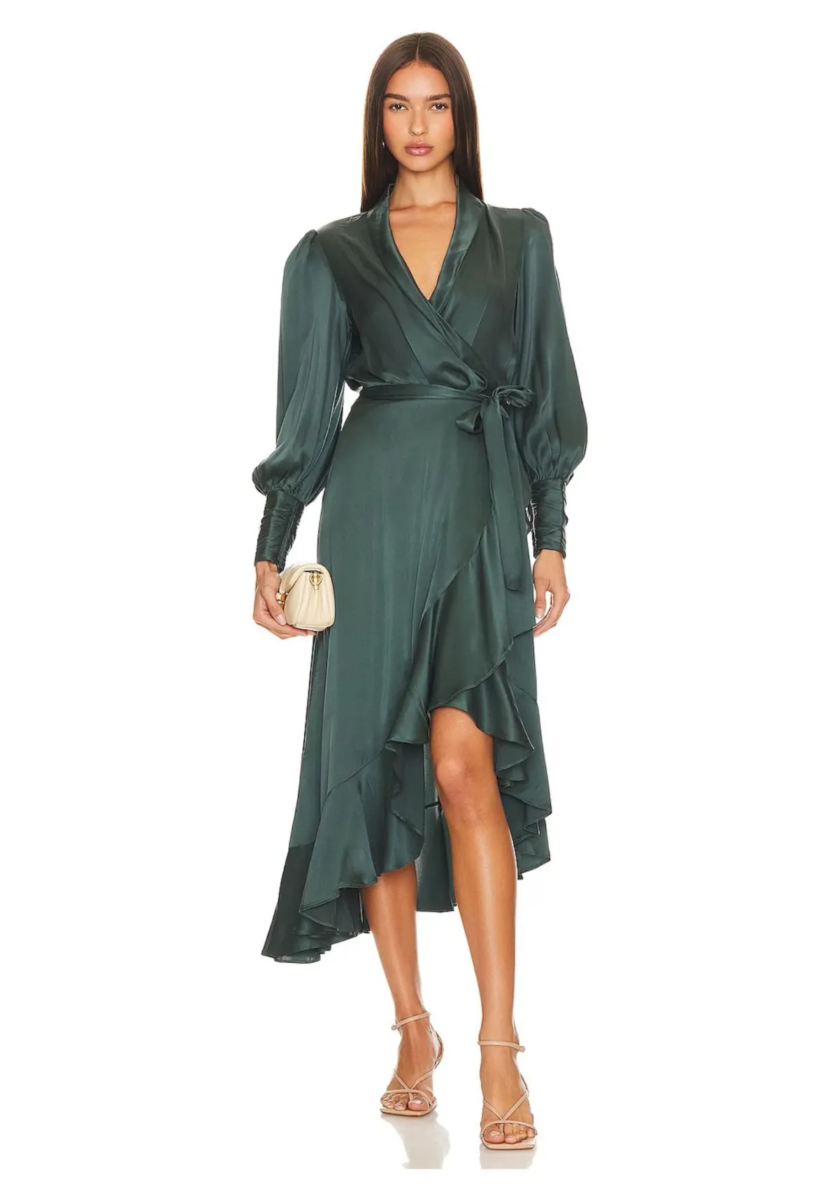 Zimmermann Silk Wrap Midi Dress Dark Green Size 3 / AU 14  for rent on The Volte - main image