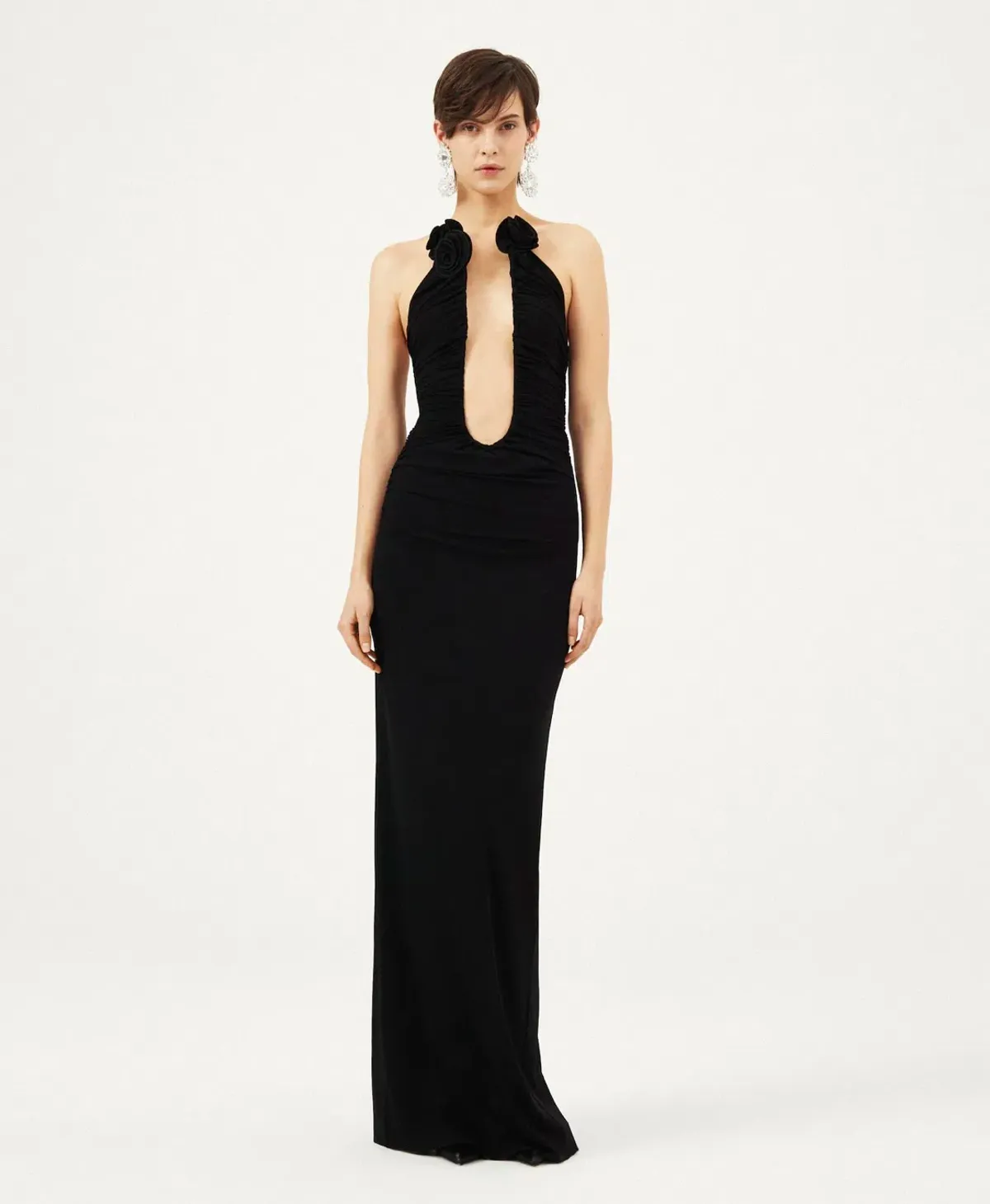 Magda Butrym Plunge Maxi Dress Black Size 6 for rent on The Volte - main image