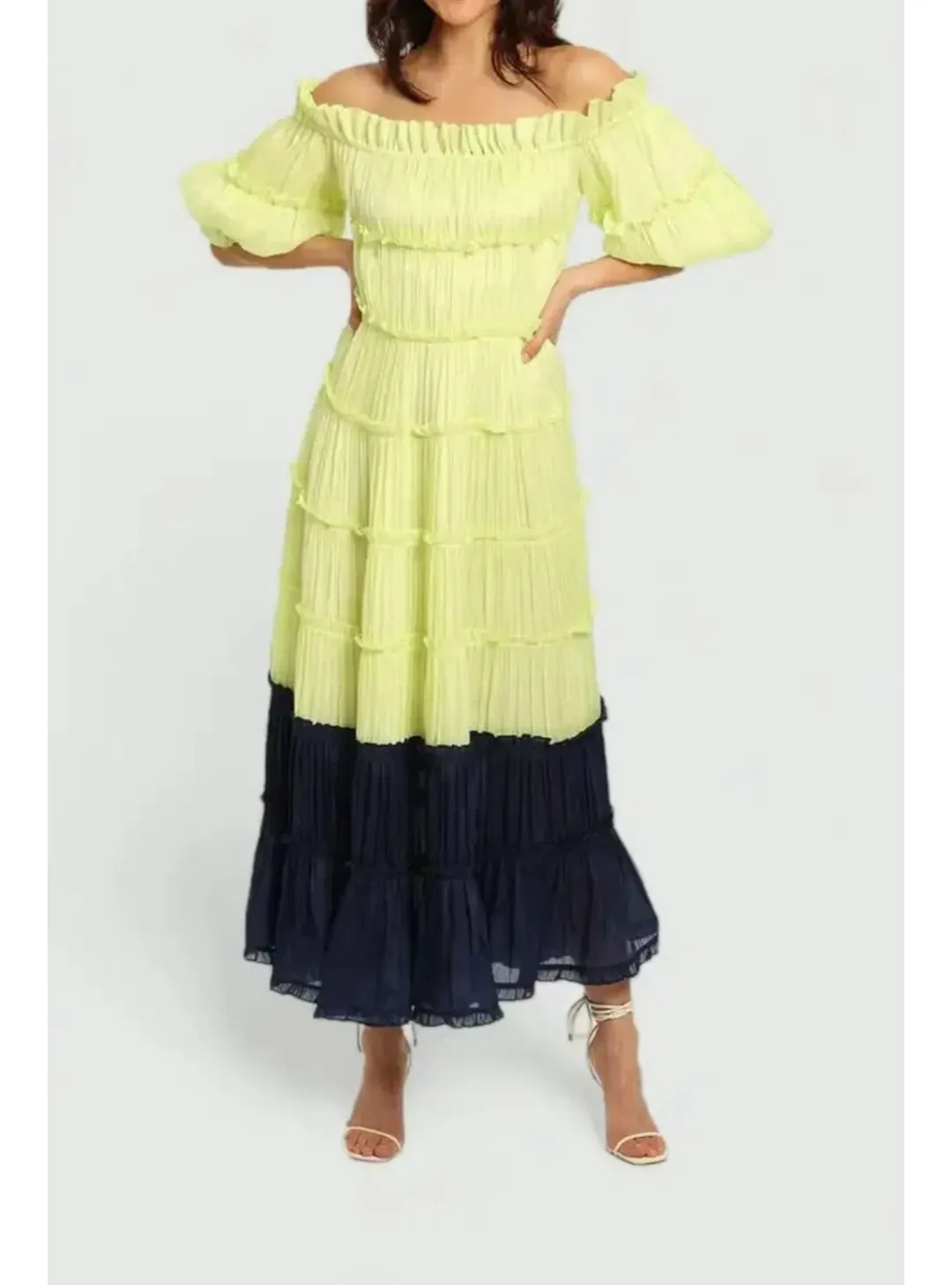 Leo Lin The Nobility Midi Dress Spliced Size AU 12 for rent on The Volte - main image