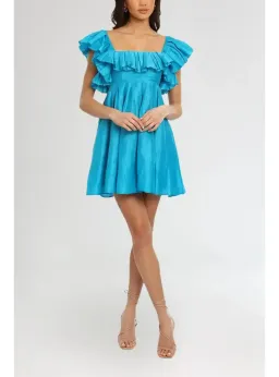 Leo Lin Azure Mini Dress in Blue Size AU 12 for rent on The Volte - image 1
