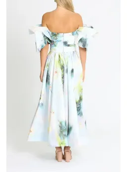 Leo Lin Matilda Puff Sleeve Midi Dress Willow Print Size AU 12 for rent on The Volte - image 3