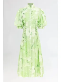 Leo Lin Anneke Drawstring Midi Dress in Sage Size AU 12 for rent on The Volte - image 4