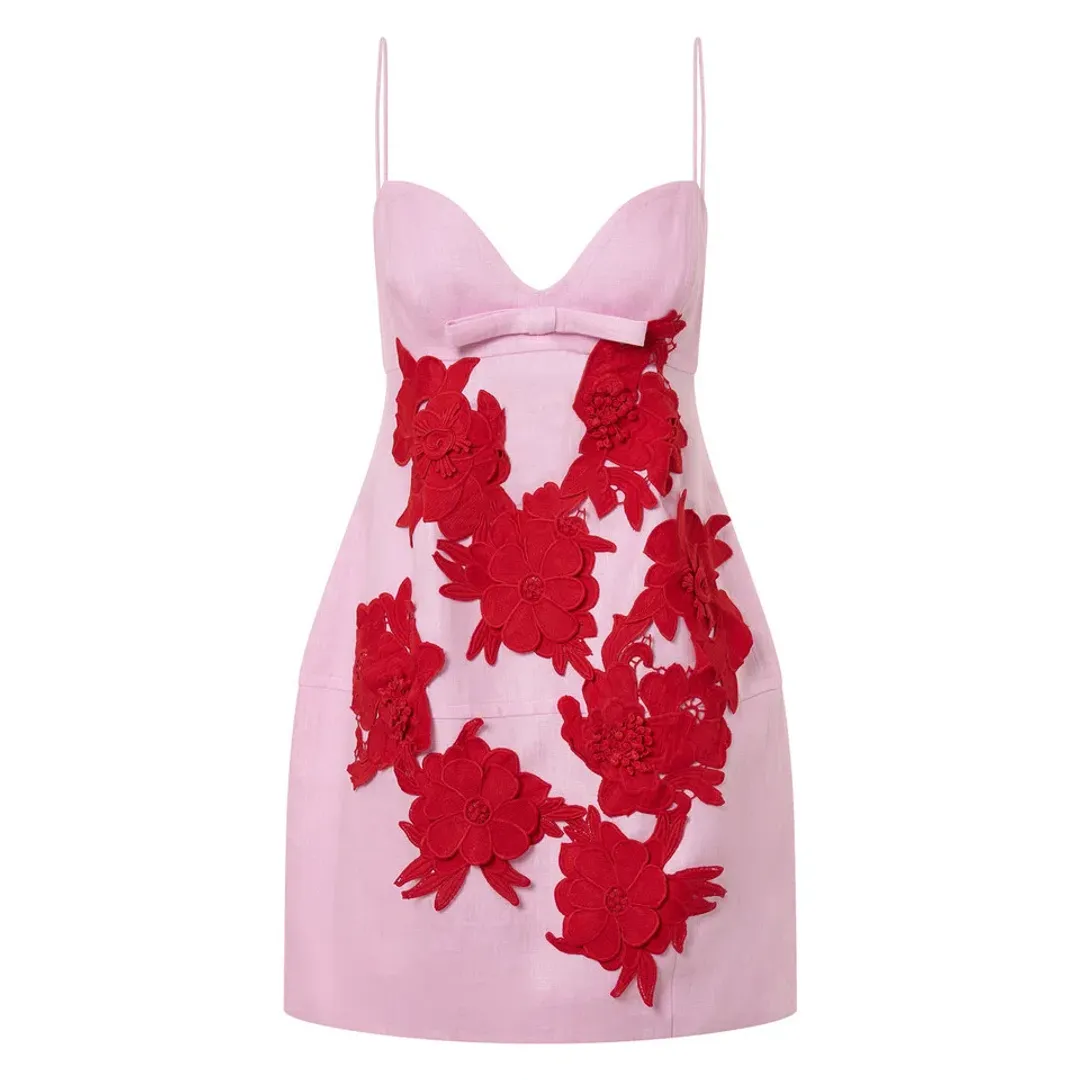 Oroton Contrast 3d Flower Mini Dress Floral Size AU 8 for rent on The Volte - main image