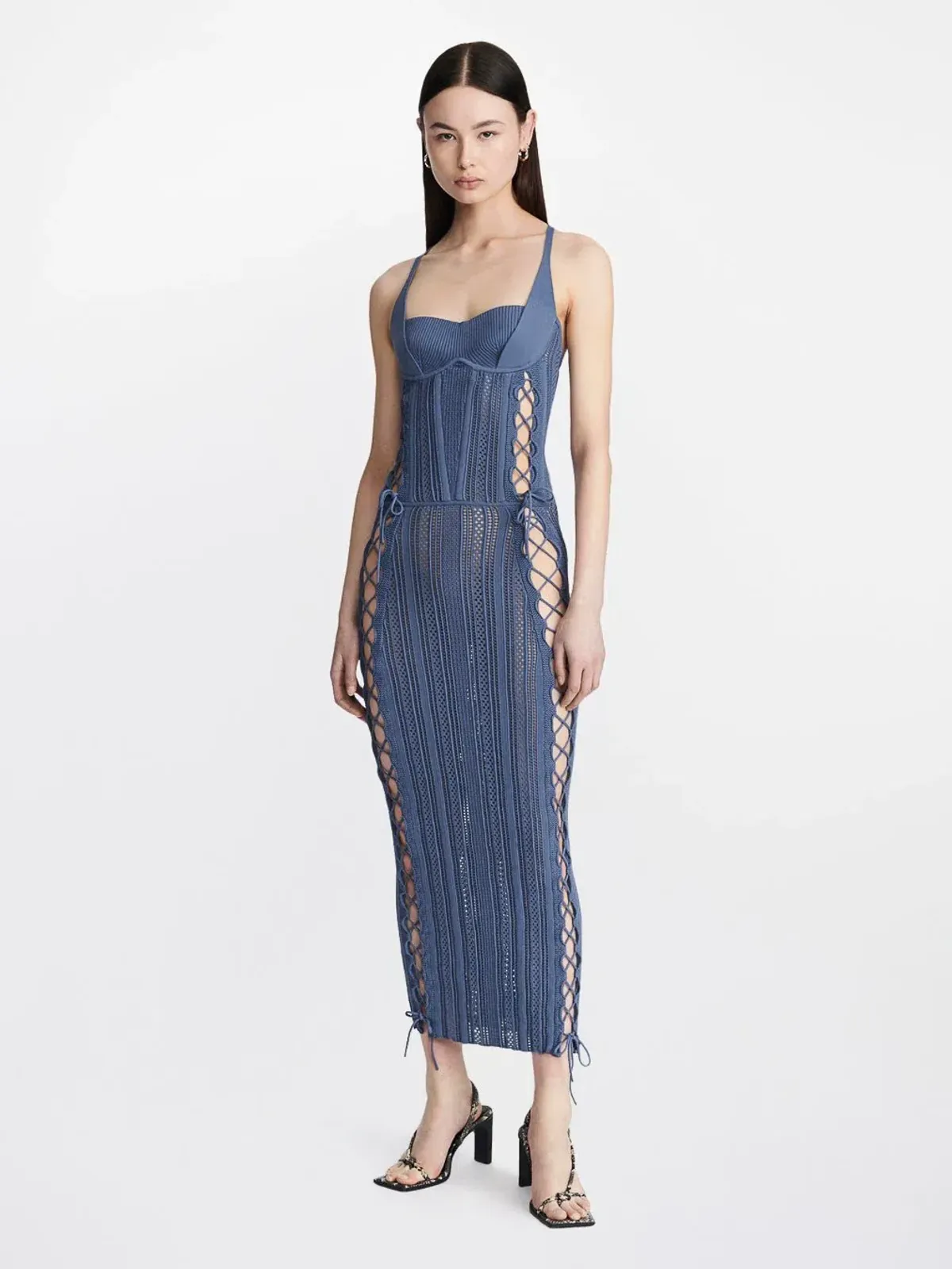 Dion Lee Laced Openwork Dress Blue Size AU 10 for rent on The Volte - main image