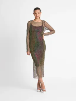 Sheike Crystal Mesh Midi Dress Black Size  AU 16 for rent on The Volte - image 2