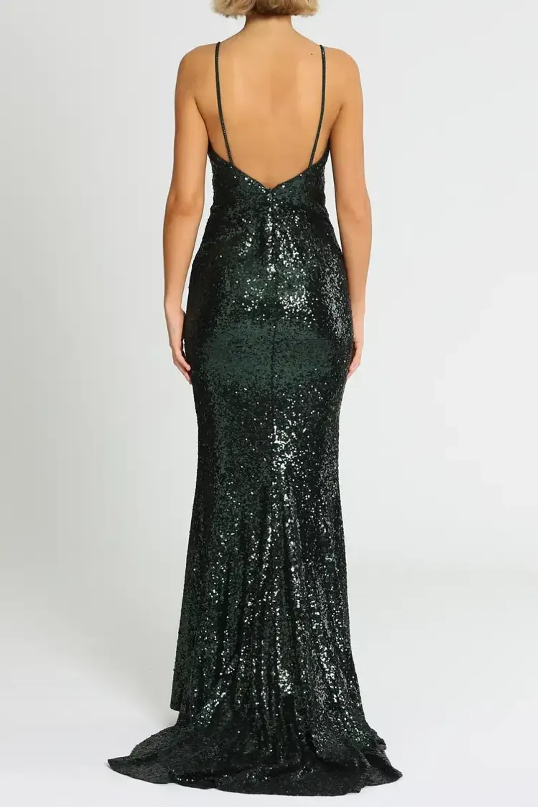 L'amour Sequin Plunge in Emerald Green Size AU 16 for rent on The Volte - main image