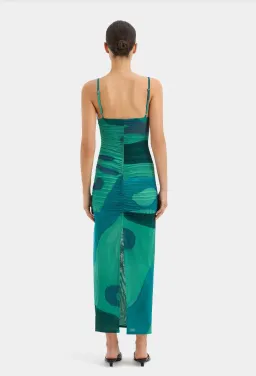 Sir The Lable Frankie Gathered Midi Dress in Emerald Reflection Size 2 / AU 10 for rent on The Volte - image 4