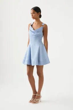 Aje Liberty Asym Mini Dress Blue Size AU 8 for rent on The Volte - image 2
