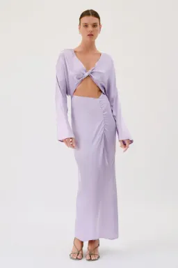Suboo Millenia Long Sleeve Twist Front Maxi Dress Lilac Size 6 for rent on The Volte - image 1