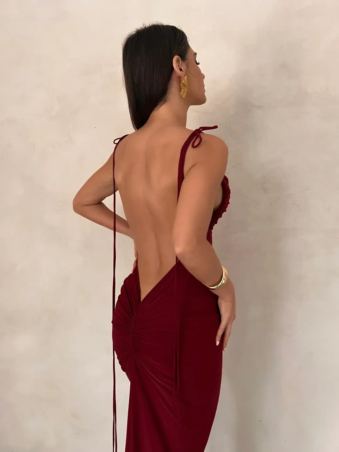 Melani the Label Jiani Gown Wine Size Small / AU 8 for rent on The Volte - main image