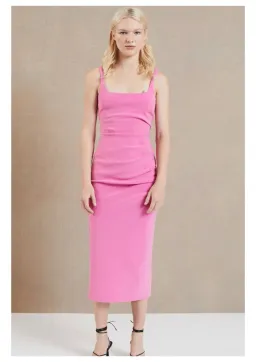 Bec & Bridge Karina Tuck Midi Dress Pink Size 8 for rent on The Volte - image 3