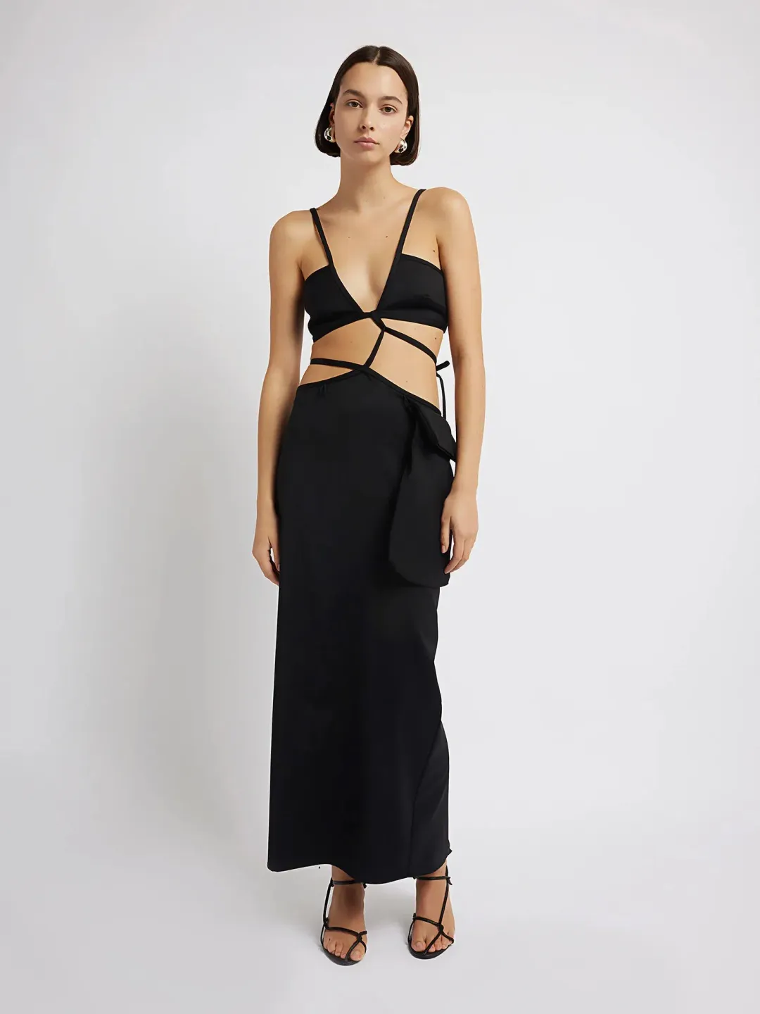 Christopher Esber Cross Bandeau Tie Dress Black Size 6 for rent on The Volte - main image