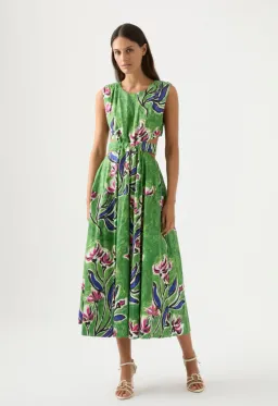 Aje Zorina Tie Midi Dress Green Floral Print Size 14 for rent on The Volte - image 1