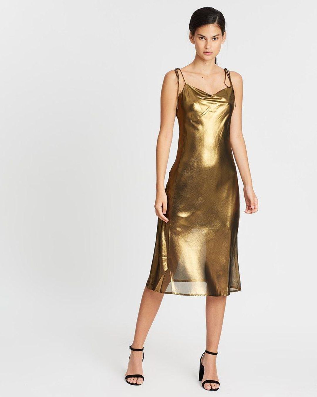 THIRD FORM Mirror Mirror Bias Slip Dress in Brass for rent on The Volte - main image