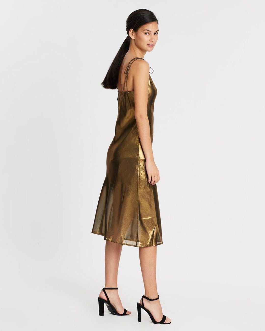 THIRD FORM Mirror Mirror Bias Slip Dress in Brass for rent on The Volte - main image