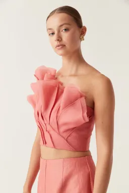 Aje Flame Crop Top and Mary Column Maxi Skirt Guava Pink Size 6 for rent on The Volte - image 3