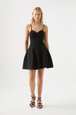 Aje Phaedra Ottoman Bustier Mini Dress Black Size XS / AU 6 for rent on The Volte - image 1