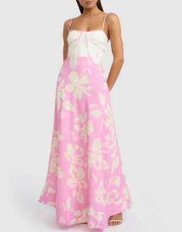 By Johnny Fia Floral Dress Pink Ivory Size 8 for rent on The Volte - image 1
