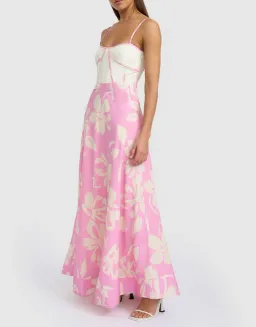 By Johnny Fia Floral Dress Pink Ivory Size 8 for rent on The Volte - image 2