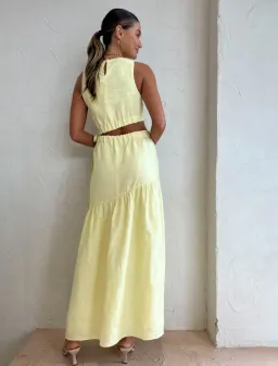 Sir the Label Francesca Asymmetrical Cut Out Dress Butter Yellow Size 6 for rent on The Volte - image 3