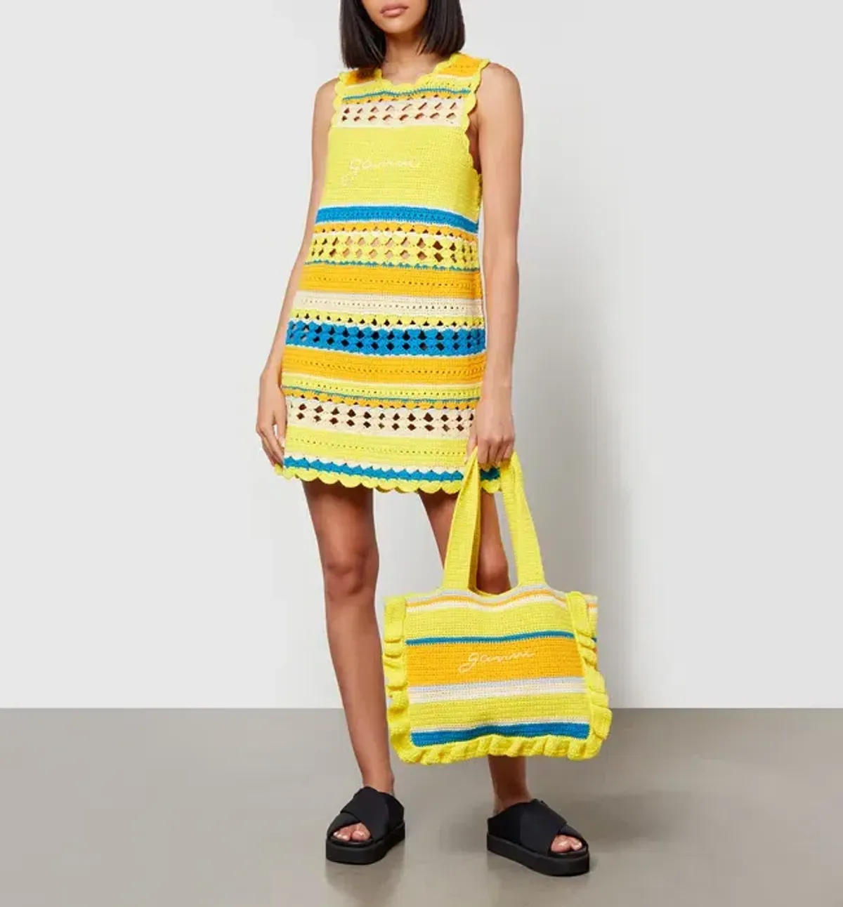 Ganni x Coggles Crocheted Mini Dress Multi Size S / AU 8 for rent on The Volte - main image