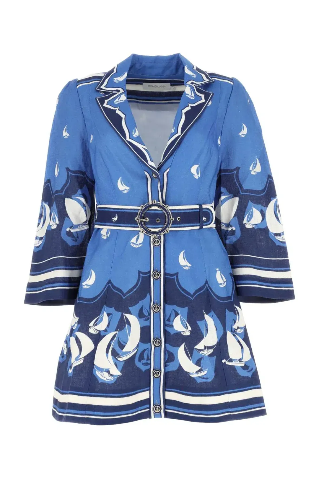 Zimmermann High Tide Mini Shirtdress Blue Sailboats Size 0/AU 8 for rent on The Volte - main image