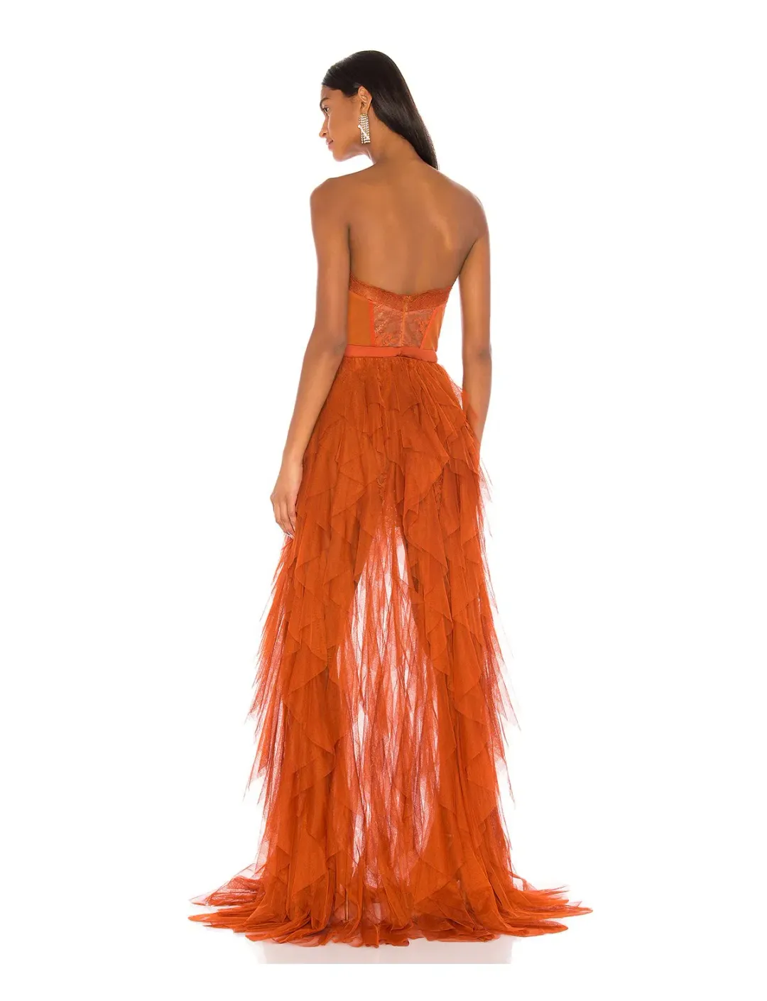 For Love and Lemons Bustier Gown in Rust Size 10  for rent on The Volte - main image