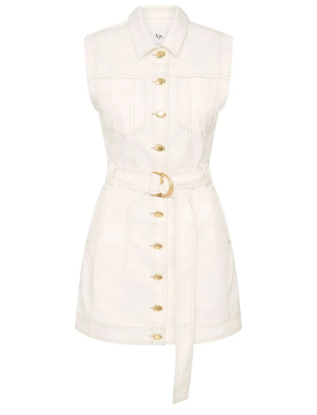 Aje Darcie Denim Mini Dress White Size 12  for rent on The Volte - main image
