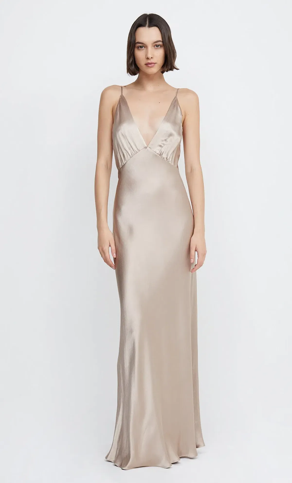 Bec & Bridge Lorelai V Maxi Dress Smoke Taupe Size 6 for rent on The Volte - main image