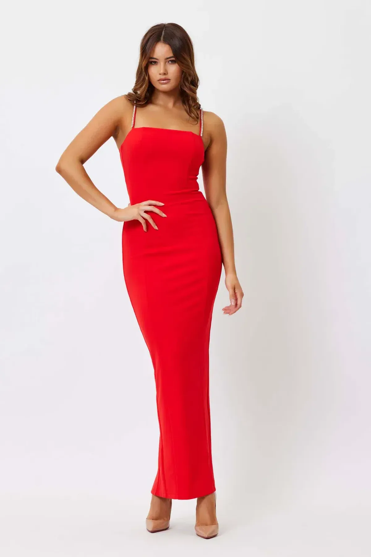 Bianca & Bridgett Lily Square Neck Dress Red Size 10  for rent on The Volte - main image