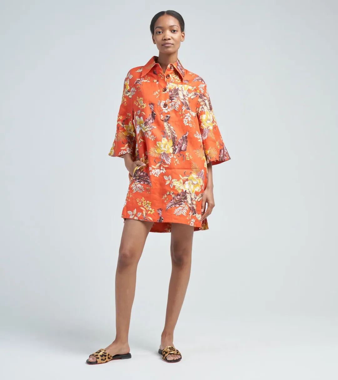 Zimmermann The Matchmaker Tunic Mini Dress in Red Tropical Floral Size 3 / AU 14 for rent on The Volte - main image