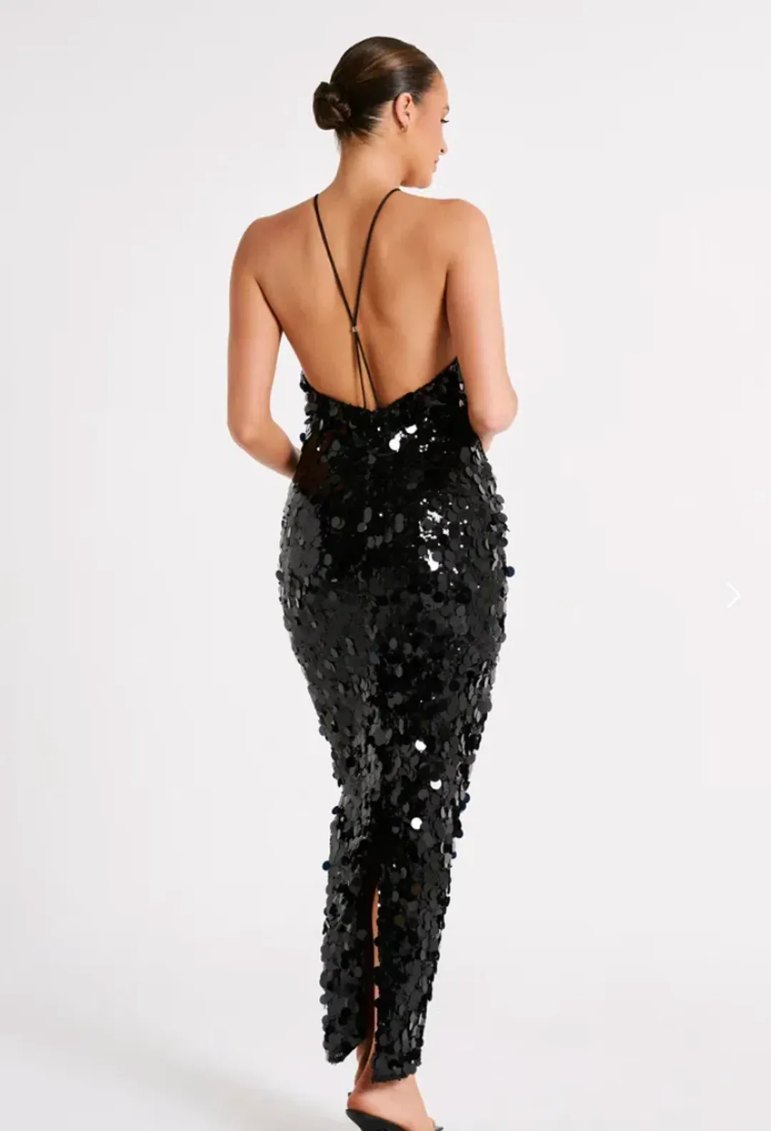 Meshki April Sequin Halter Maxi Dress Black Size 10  for rent on The Volte - main image