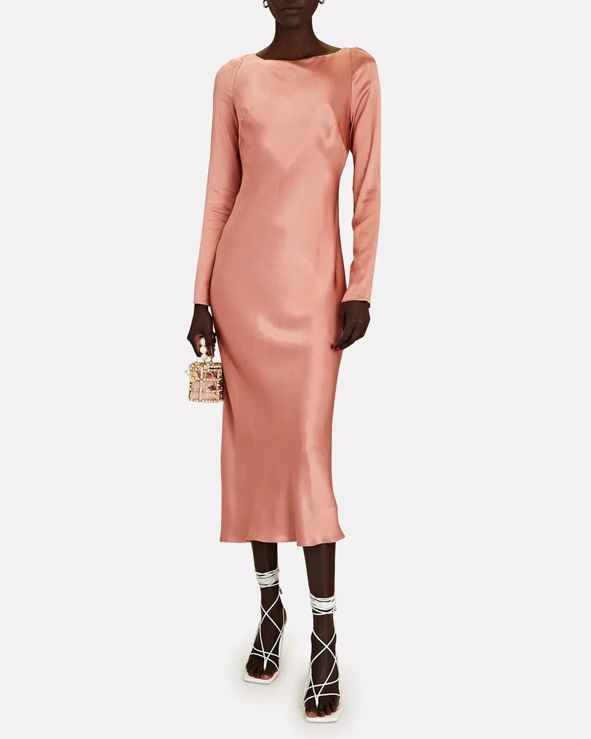 Shona Joy Eloise Backless Dress in Dust Pink Size 8  for rent on The Volte - main image