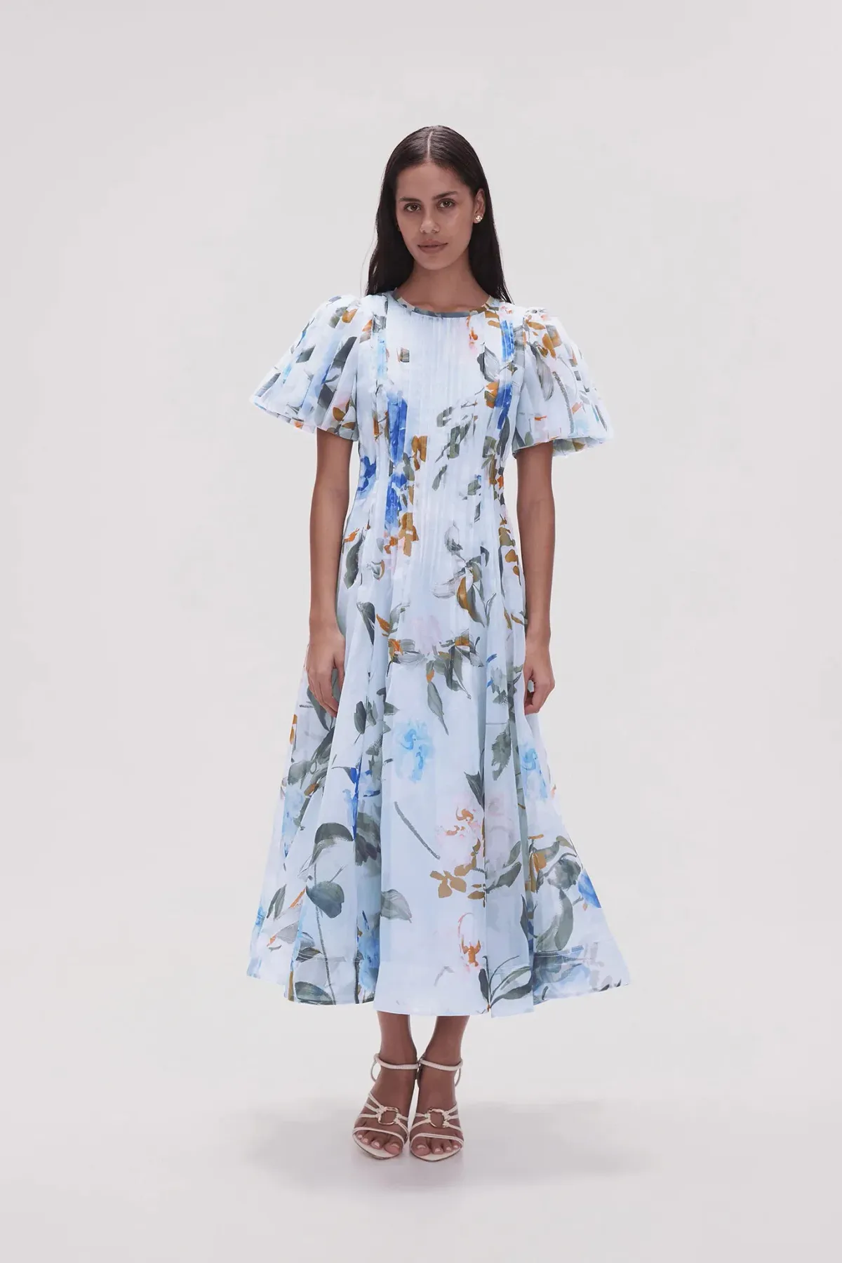 Aje Nova Pleated Midi Dress - Blue Orchid Size 4 for rent on The Volte - main image