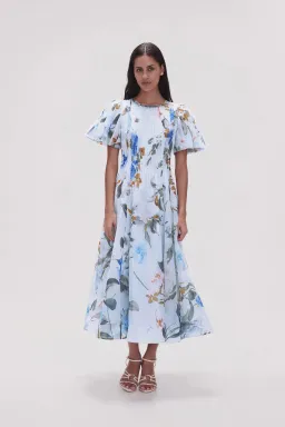 Aje Nova Pleated Midi Dress - Blue Orchid Size 4 for rent on The Volte - image 1