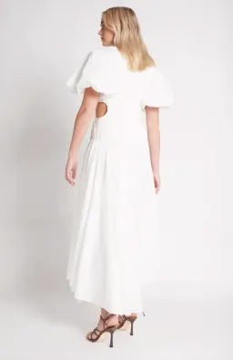 Aje Siren Drawstring Midi Dress in White Ivory Size 6 for rent on The Volte - image 4