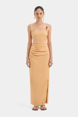 Sir The Label Antonia Beaded Midi Dress Light Tan Orange Size 1 / AU 8 for rent on The Volte - image 2