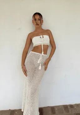 Isabelle Quinn Lola Bandeau & Rosalie Maxi Skirt Set Ivory  Size 8 for rent on The Volte - image 1