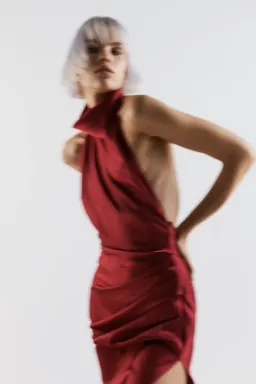 THE NEW ARRIVALS by İlkyaz Özel Valentina in Vin De Cerise Midi Dress Red Size 6/XS for rent on The Volte - image 2