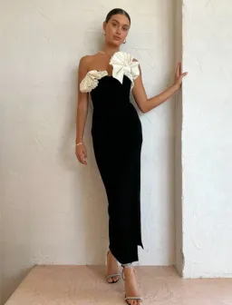 Rachel Gilbert Lavina Midi Dress Black/Ivory Size 0 / AU 6 for rent on The Volte - image 6