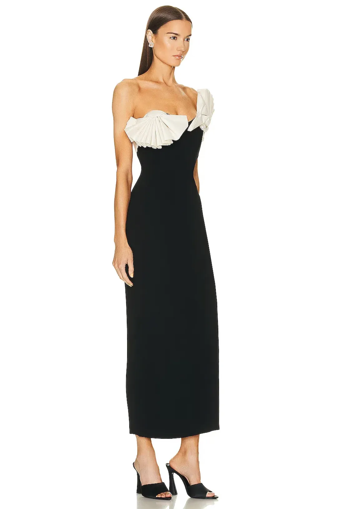 Rachel Gilbert Lavina Midi Dress Black/Ivory Size 0 / AU 6 for rent on The Volte - main image