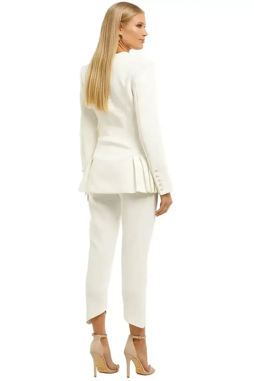 MISHA Linnea Blazer and Pant Set in Ivory Size 14 for rent on The Volte - main image