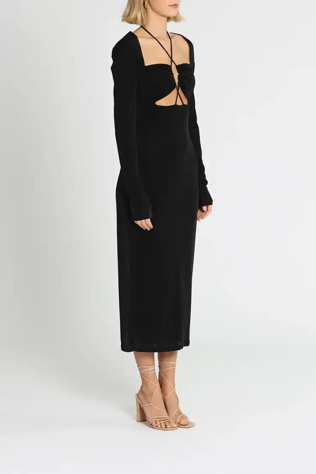 MISHA Blaire Midi Dress Black Size 12 for rent on The Volte - main image