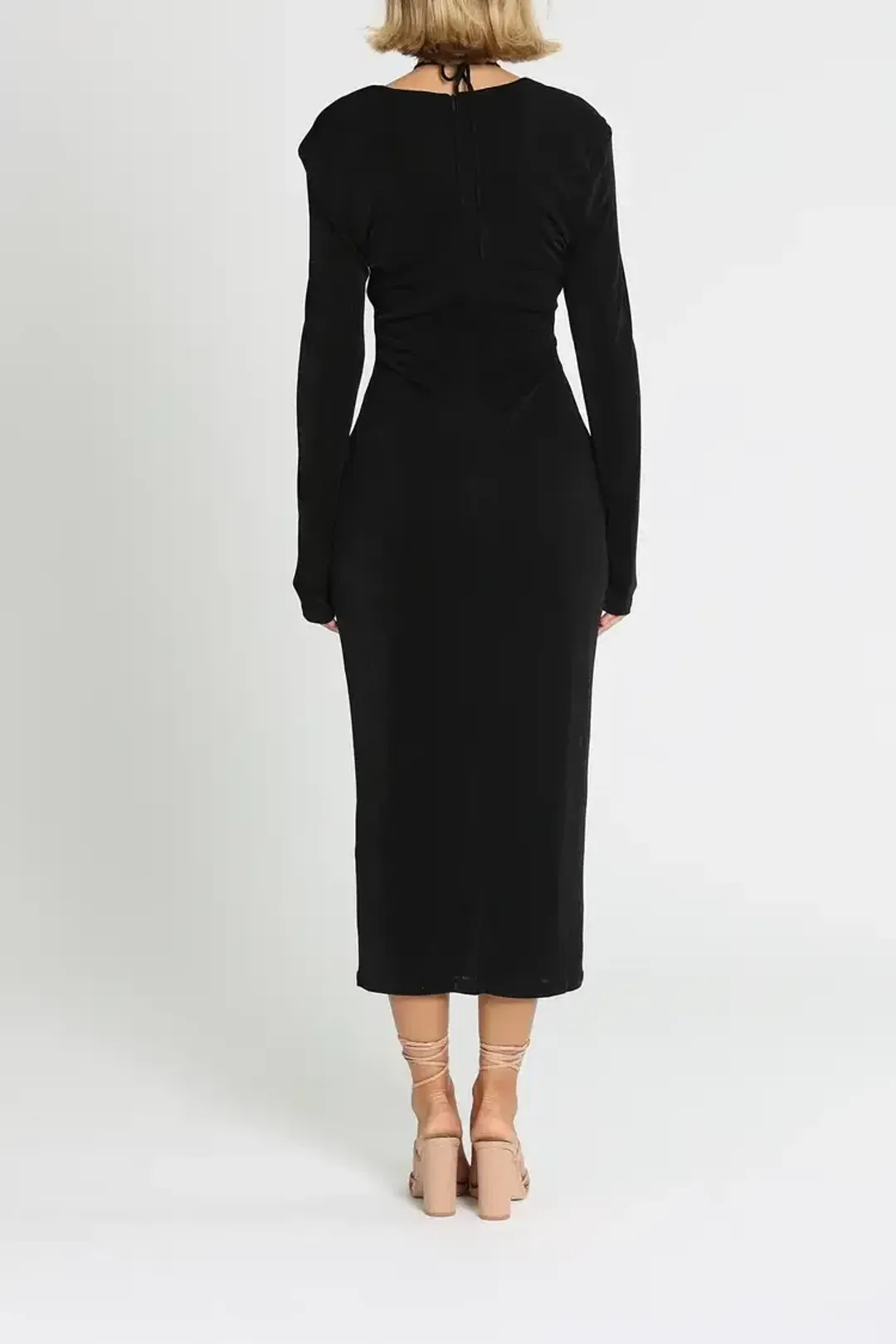 MISHA Blaire Midi Dress Black Size 12 for rent on The Volte - main image