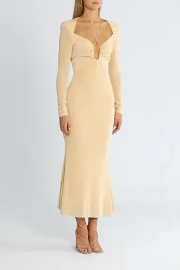 MISHA Engracia Midi Dress in Champagne Size 14 for rent on The Volte - image 2