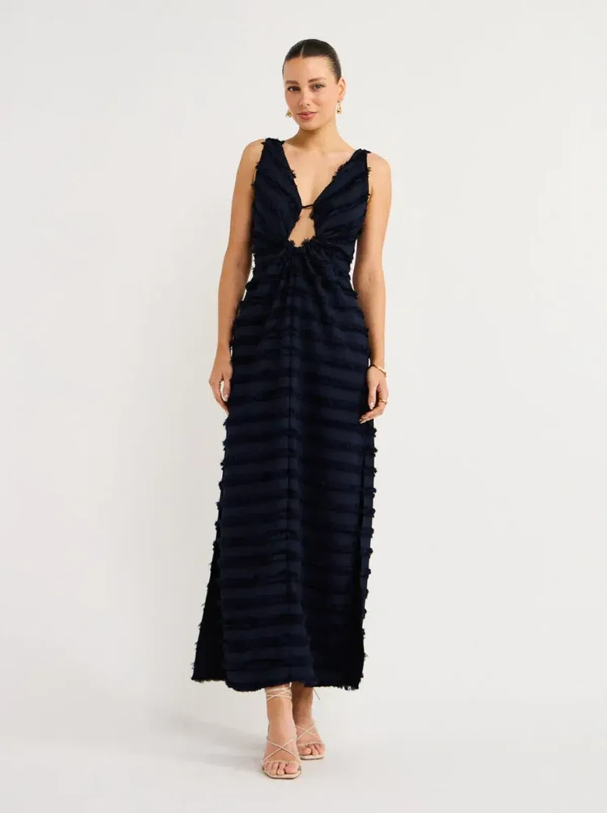 One Fell Swoop Alexa Dress in Midnight Flounce Size 8 for rent on The Volte - main image